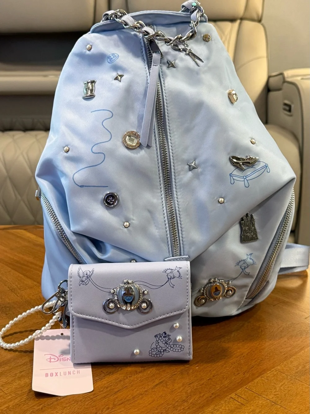 Disney Cinderella Minimalist Studded Mini Backpack AND Matching Wallet - NWT